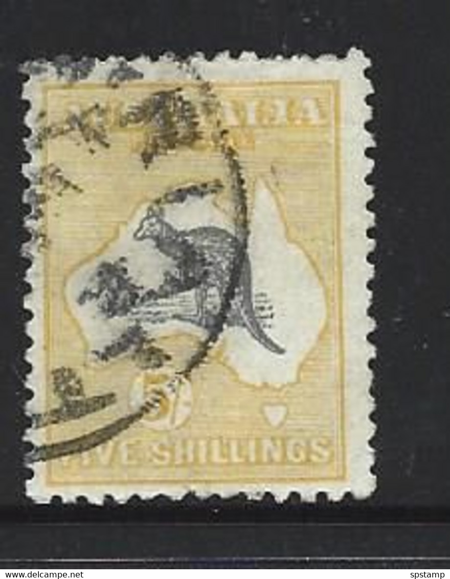 Australia 1915 - 1928  5 Shilling Yellow And Grey  Kangaroo 3rd Wmk FU - Used Stamps