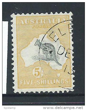Australia 1913 5 Shilling Grey & Yellow Kangaroo 1st Watermark Fine CTO - Oblitérés