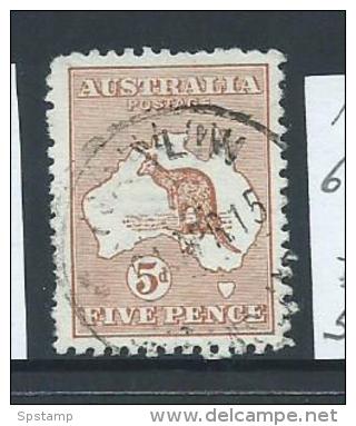 Australia 1913 5d Chestnut 1st Wmk Kangaroo & Map FU - Gebruikt