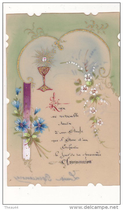 ¤¤   -  Carte En Celluloïd De Première COMMUNION , Peinte à La Main   -  ¤¤ - Communion