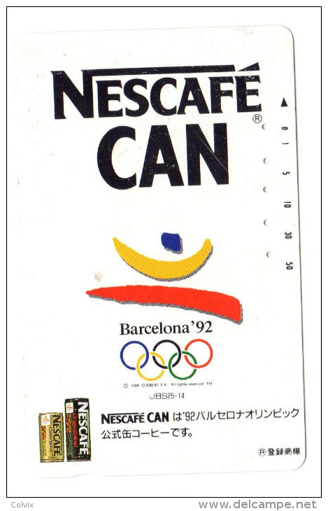 JAPON  TELECARTE NESCAFE JO BARCELONE 92 - Jeux Olympiques
