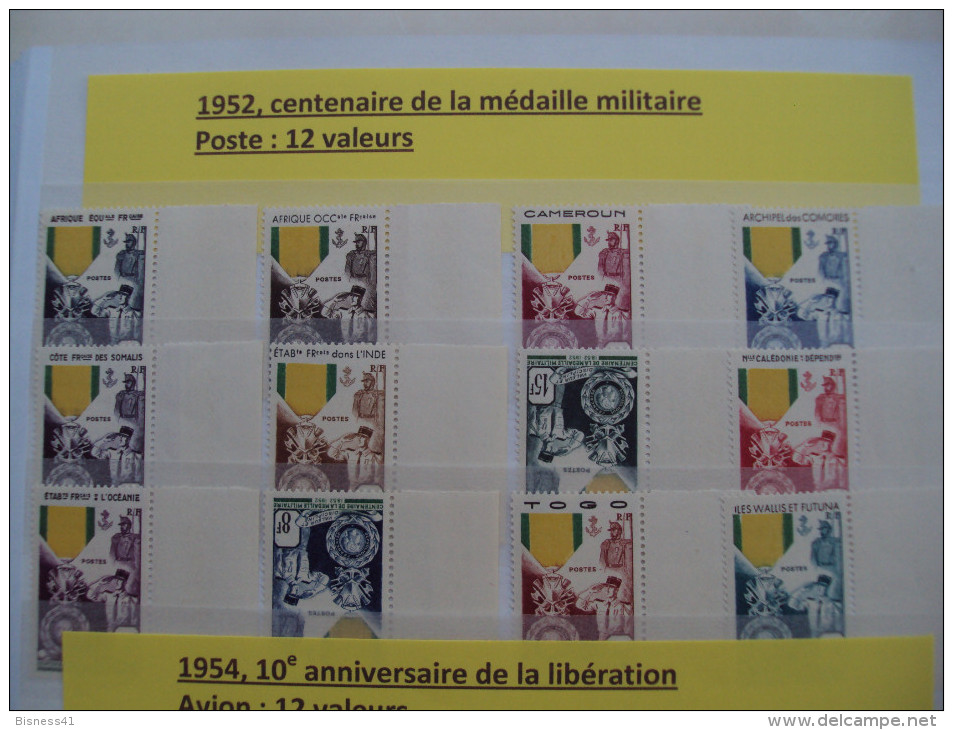 1/ Serie Coloniale 1952 ,  12  Valeurs  Neuf  XX  , Cote : 200,00 € , Disperse Trés Grosse Collection ! - 1952 Centenaire De La Médaille Militaire