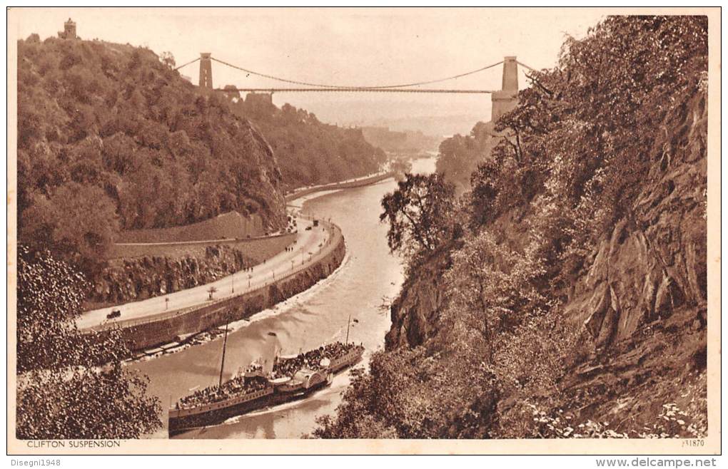 03570 "BRISTOL  - CLIFTON SUSPENSION" CARTOLINA ILLUSTRATA  ORIGINALE. NON SPEDITA. - Bristol