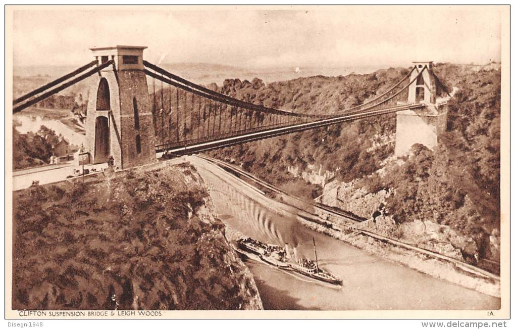 03570 "BRISTOL  - CLIFTON SUSPENSION &amp; LEIGH WOODS" .  CARTOLINA ILLUSTRATA  ORIGINALE. NON SPEDITA. - Bristol