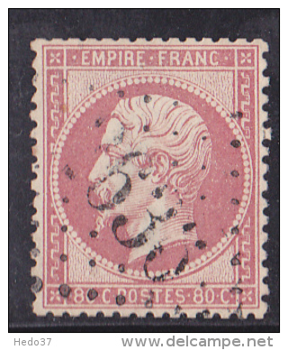 France N°24 - 80c Rose. Oblitéré - TB - 1862 Napoleon III