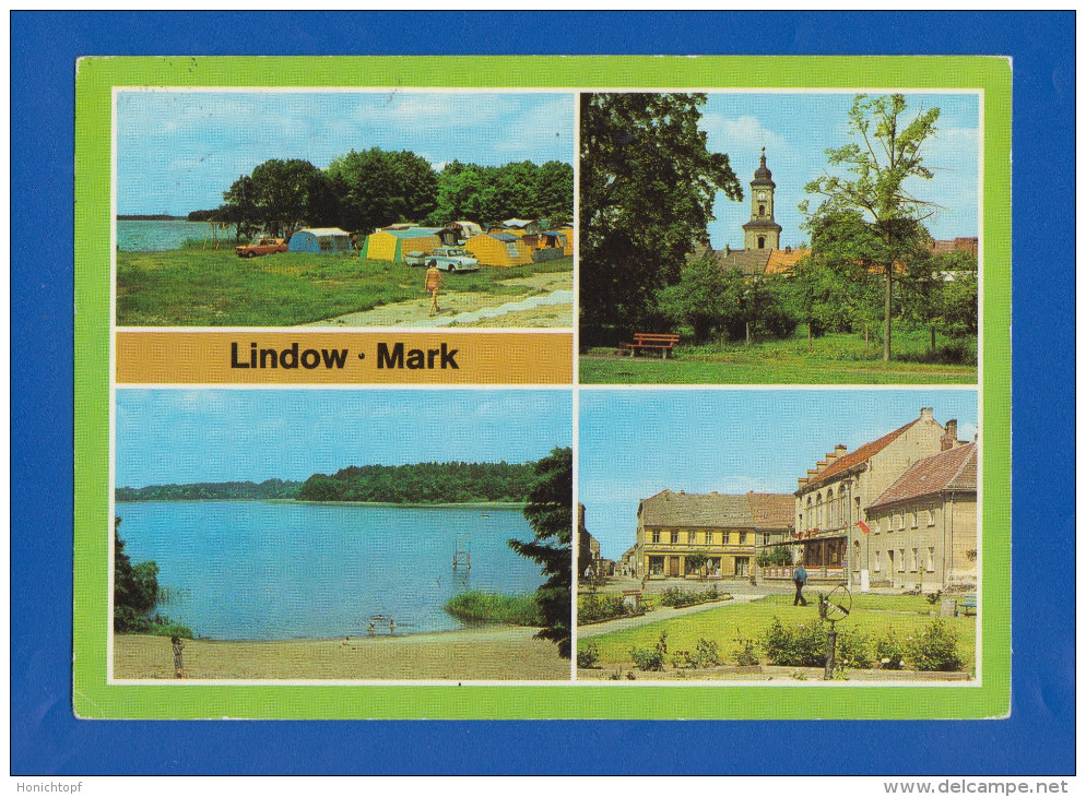 Deutschland; Lindow Mark; Multibildkarte Mit Camping; Wutzsee Und Markt - Lindow