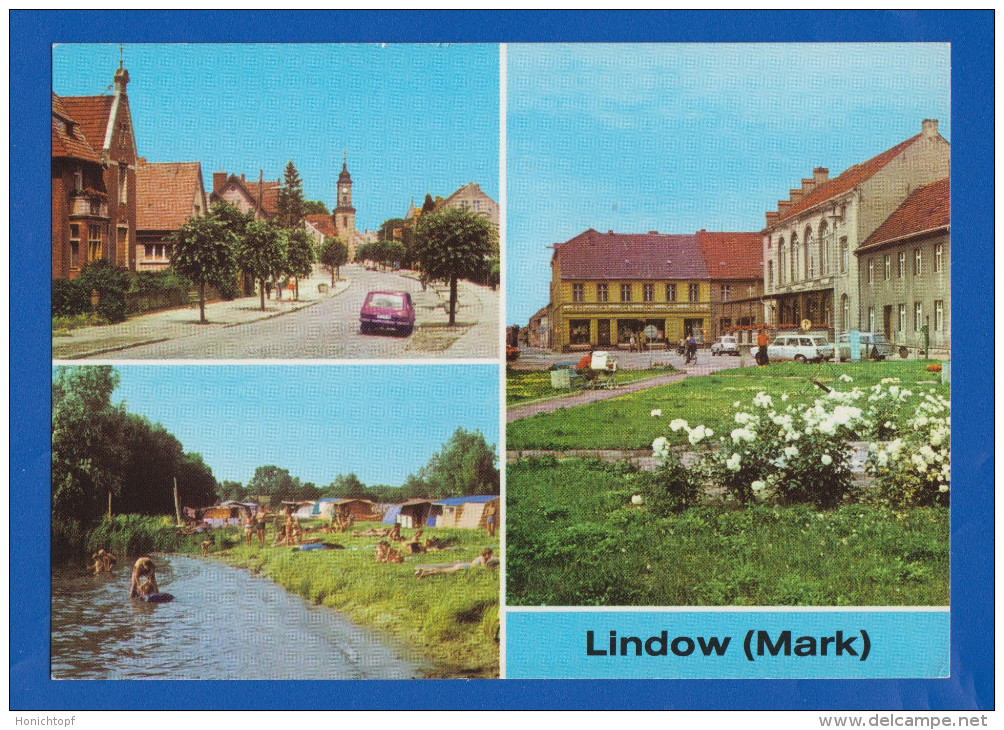 Deutschland; Lindow Mark; Multibildkarte Mit Strasse Der Jugend; Gudelacksee Und Gaststätte - Lindow