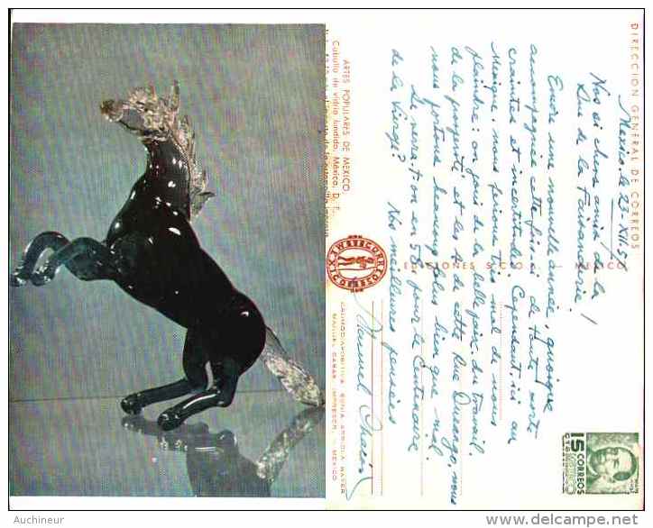 Cheval En Pate De Verre, Art Mexique - Entier Postal Mexico 1957 - Cavalli