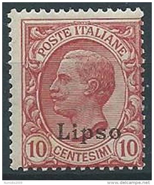 1912 EGEO LIPSO EFFIGIE 10 CENT MNH ** - T260 - Egée (Lipso)