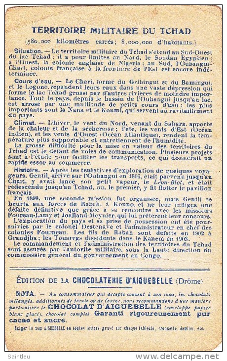 TCHAD-Les Colonies Françaises-Territoire Militaire Du TCHAD. Ed: Chocolaterie Aiguebelle-VENDUE EN L'ETAT - Tchad