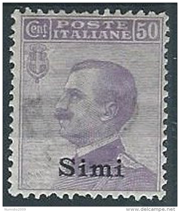 1912 EGEO SIMI EFFIGIE 50 CENT MH * - T262 - Egée (Simi)