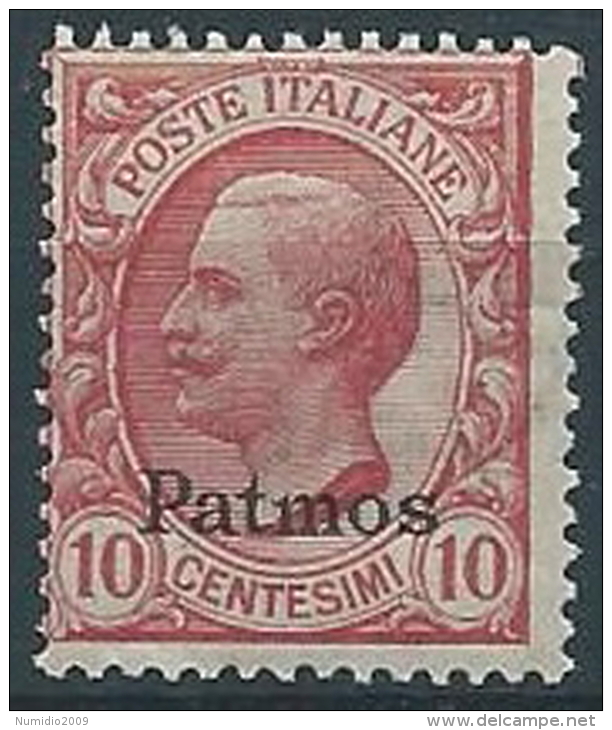 1912 EGEO PATMO EFFIGIE 10 CENT MNH ** - T264 - Egeo (Patmo)