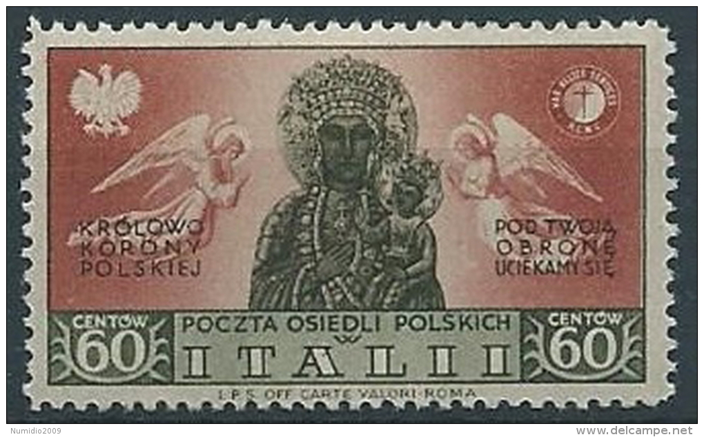 1946 CORPO POLACCO SOCCORSO DI GUERRA 60 CENT MNH ** - T270 - 1946-47 Corpo Polacco Periode