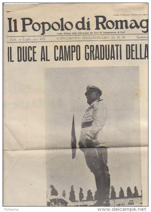 PES^431 - IL POPOLO DI ROMAGNA Suppl.straordinario FED FASCI COMBATTIMENTO FORLI´ 1941/DUCE AL CAMPO G.I.L. - Italiano