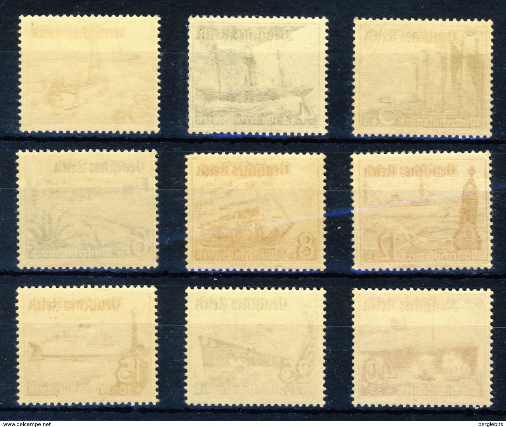 1937 Germany Complete Set Of 9 Stamps MNH " Winterhilfswerk Schiffe " Michel 651-659 - Unused Stamps