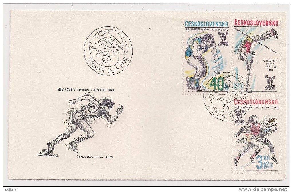 Czechoslovakia, 1978, Praha 78, 5th European Athletic Championships, FDC, Praha, 26-4-78 - Atletica