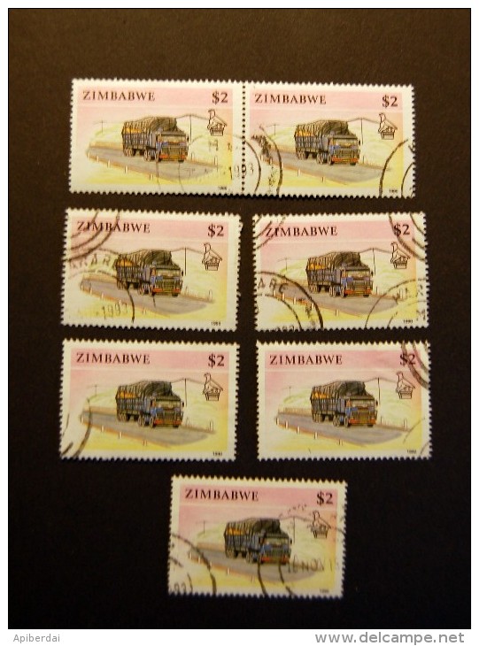 Zimbabwe  - 1990 Transport Value 2$ * 7 - Zimbabwe (1980-...)