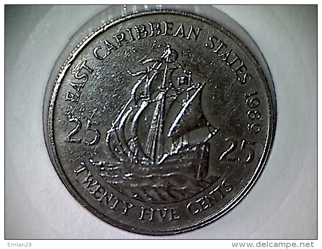 Caraibes De L´Est 25 Cents 1989 - Ostkaribischer Staaten