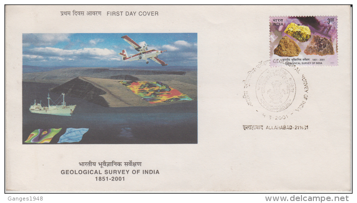 India  2001  Raw Gems  Uncut Stones  Geological Survey First Day Cover..Very Light Cancellation  # 84974  Inde  Indien - Other & Unclassified