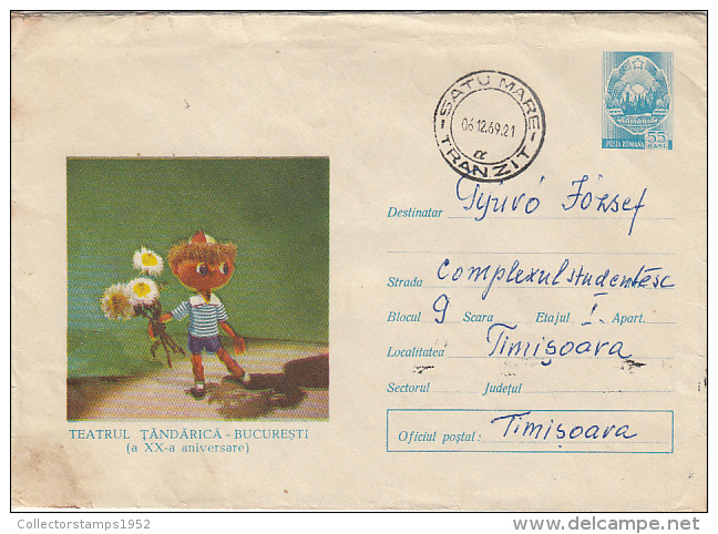 22698- CHILDRENS, TANDARICA PUPPETS THEATRE, COVER STATIONERY, 1969, ROMANIA - Puppets