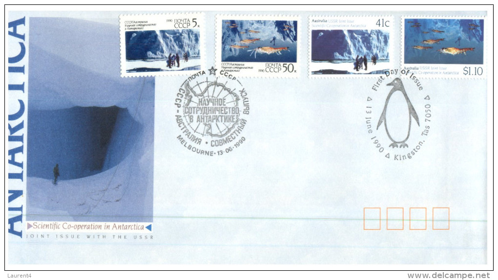 (333) Australia / Russia FDC Cover - Antarctica - 1990 Joint Issue - FDC