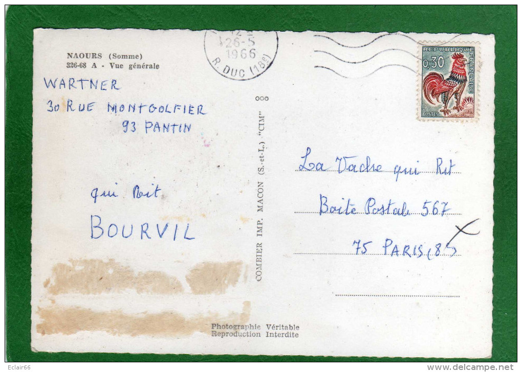 80   NAOURS -VUE  GENERALE  AERIENNE LE VILLAGE  CPSM  Grd Format Année 1966 EDIT Combier C I M - Naours