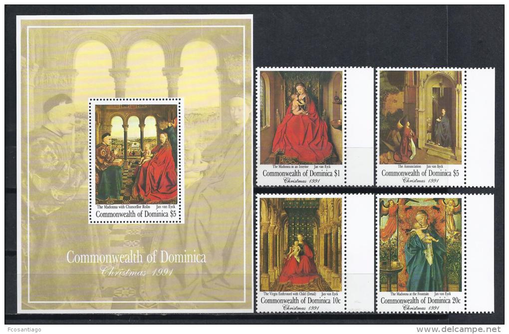 PINTURA - DOMINICA 1991 - Yvert #1329/32+H194 - MNH ** - Religión