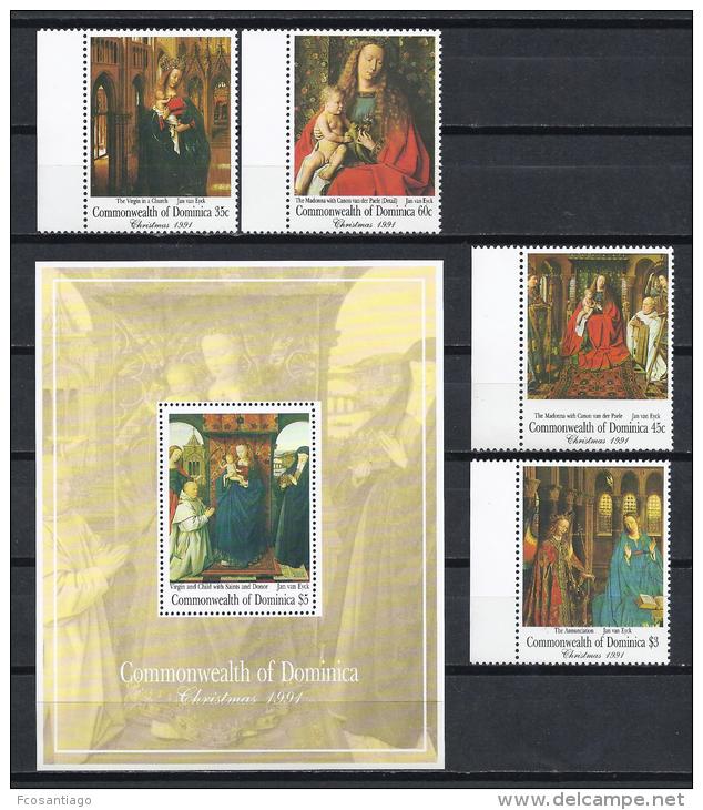 PINTURA - DOMINICA 1991 - Yvert #1333/36+H195 - MNH ** - Religión