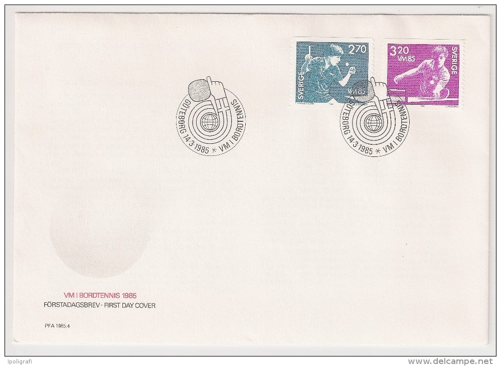 Sweden, 1985, World Table Tennis Championships, FDC, Goteborg, 14-3-85 - Tennis Tavolo