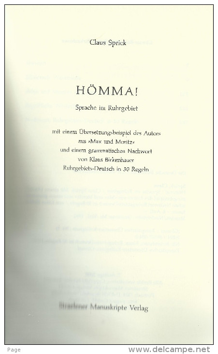 Hömma!,Sprache Im Ruhrgebiet,Claus Sprick,Europäisches Übersetzer-Kollegium Glossar Nr.3,Dialekt,Mundart, - Dictionnaires