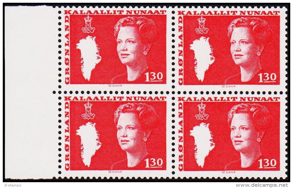 1980. Queen Margrethe. 130 Øre Red 4-Block. (Michel: 121) - JF175195 - Gebruikt