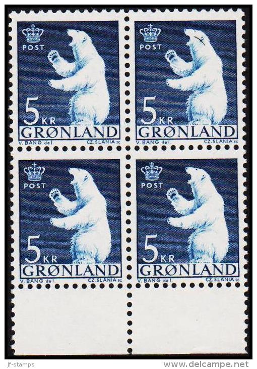 1963. Polar Bear. 5 Kr. 4-Block. (Michel: 60) - JF175038 - Used Stamps