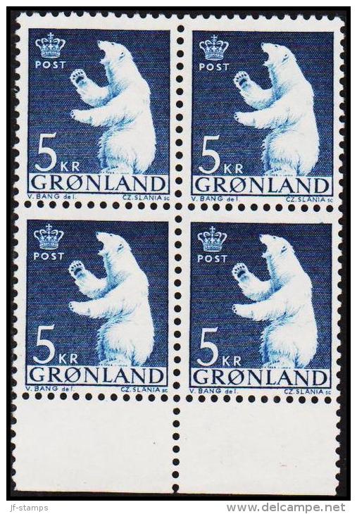 1963. Polar Bear. 5 Kr. 4-Block. (Michel: 60) - JF175039 - Used Stamps