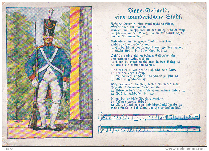 AK Lippe-Detmold, Eine Wunderschöne Stadt - Soldat - Lied - 1927 (15946) - Detmold