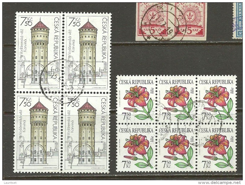 CZECH REPUBLIC 2 X 4-Block Light House Flower Blume Leuchtturm O - Gebraucht