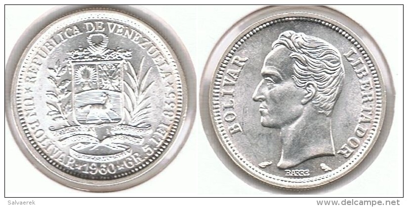 VENEZUELA  BOLIVAR 1960 PLATA SILVER E1.png SIN CIRCULAR - Venezuela