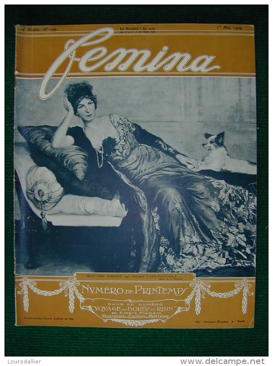 Revue FEMINA N°199 Du 1 5 1909 MODE PEINTURE TENNIS FLAMENT RHIN LELONG TAHI-TOU BOVET VAUCAIRE LUGUET HENRIOT(liste) - 1900 - 1949