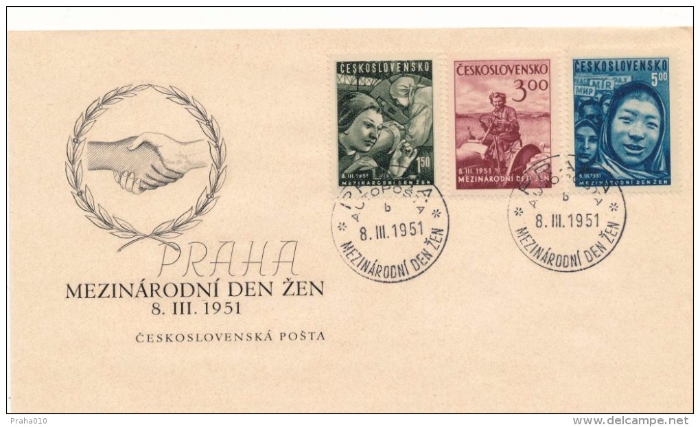 Czechoslovakia / First Day Cover (1951/04) Praha Autoposta (b): International Women´s Day (engineering, Agriculture) - Sonstige & Ohne Zuordnung