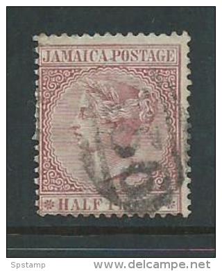 Jamaica 1872 QV 1/2d Claret FU , Barred A66 Cancel Of Port Maria - Jamaica (...-1961)