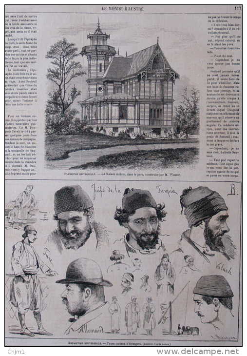 Exposition Universelle 1867 - La Maison Mobile - Juifs De La Turquie - Page Original 1867 - Historical Documents