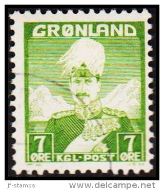 1938. Christian X And Polar Bear. 7 Øre Yellow Green (Michel: 3) - JF175238 - Unused Stamps