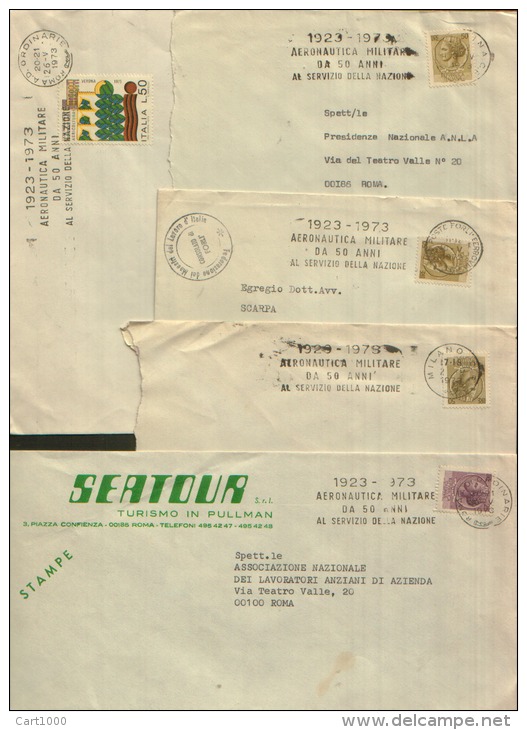 1973 Lotto 5 Buste Targhetta Meccanica 50 Anni Aeronautica Militare - Franking Machines (EMA)