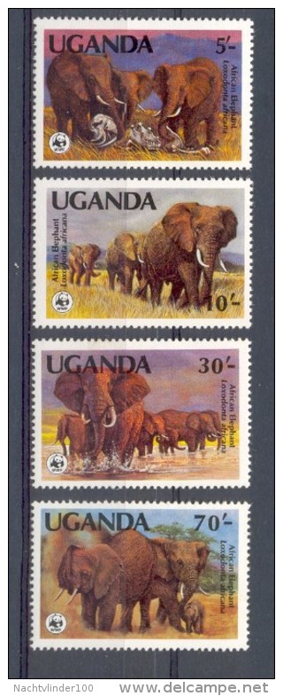 Mkt004s WWF FAUNA OLIFANTEN DIKHUIDEN ZOOGDIEREN AFRICAN ELEPHANTS MAMMALS ELEFANTEN UGANDA 1983 PF/MNH - Neufs