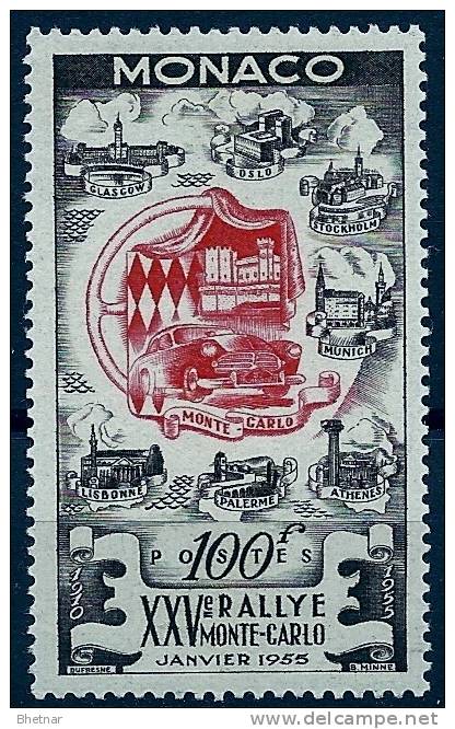 Monaco YT 420 " 25e Rallye Automobile  De Monte-Carlo : 100F. " 1955 Neuf ** - Unused Stamps