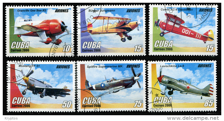 Cuba 2006 - Old Airplanes - Complete Set Of 6 Stamps - Oblitérés