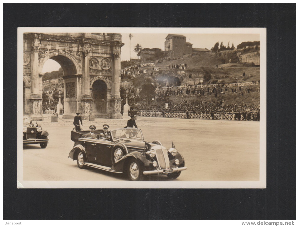 Cartolina Hitler Vittorio Emanuele III Roma 1939 - Familles Royales