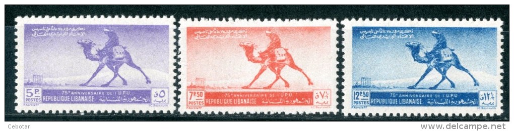 LIBANO 1949** - 75° Anniversario Dell' U.P.U. - "Cammelli" - 3 Val. MNH Come Da Scansione. - Lebanon