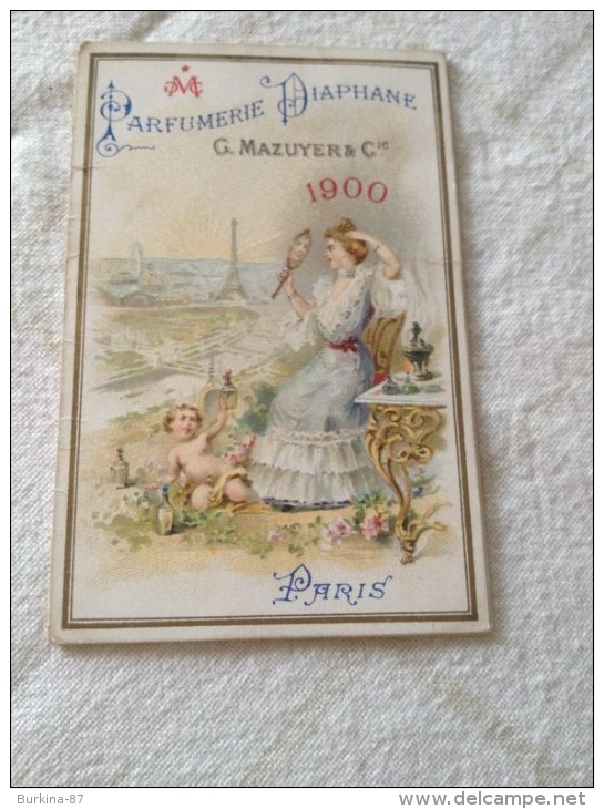 Calendrier Publicitaire,1900, PARFUMERIE DIAPHANE , PARIS, Sarah Bernhardt, La Carmeine - Autres & Non Classés