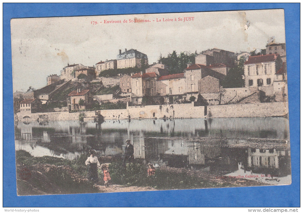 CPA Couleur - SAINT JUST - La Loire - 1905 -  Environs De Saint Etienne , Saint Rambert - Saint Just Saint Rambert