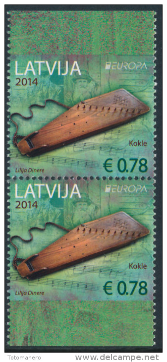 LATVIA/Lettland  EUROPA 2014 "National Music Instruments" UNPERFORATED Pair At Top And Bottom, Ex 'Essen' Booklet ** - 2014